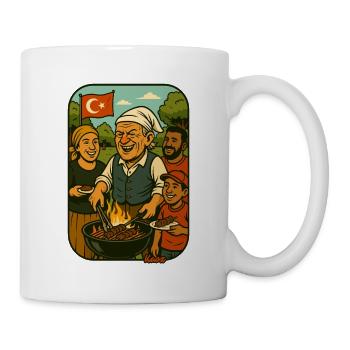 Michel allemand et scène du barbecue familial turc - Mug blanc - blanc - Droite