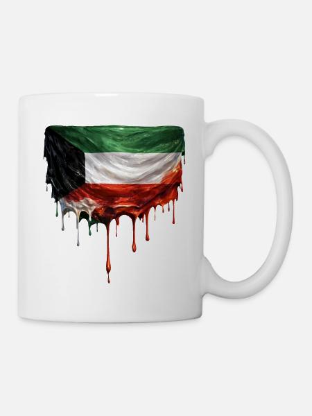 Kuwait Flagge Tropft Kunst - Tasse - Weiß