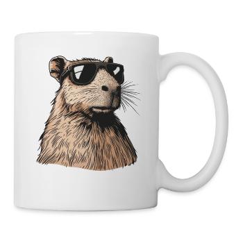 Capybara with sunglasses – vintage illustration - Mug - white - Right
