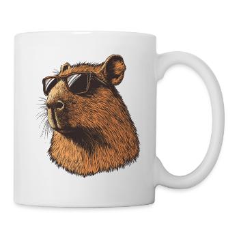 Capybara mit Sonnenbrillen – Retro Cartoon - Tasse - Weiß - Rechts