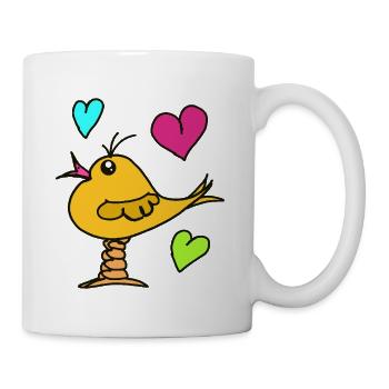 Bird Heart Comic Birds Funny - Mug - white - Right