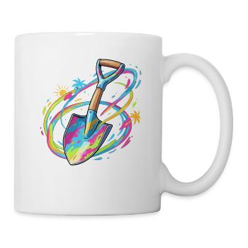 Farbexplosion Gartenschaufel Illustration - Tasse - Weiß - Rechts