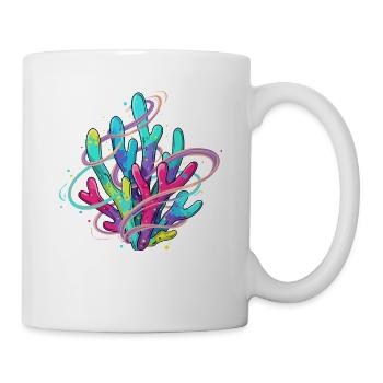 Neon Korallenwirbel - Tasse - Weiß - Rechts