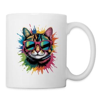 Colorful Cat Watercolor Splash Graffiti - Mug - white - Right
