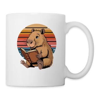 Reading Capybara Retro Sunset for - Mug - white - Right
