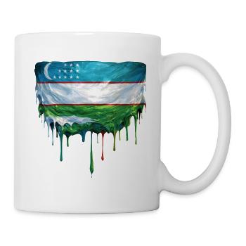 Usbekistan Tropfenflagge Kunst - Tasse - Weiß - Rechts