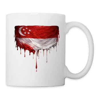 Drapeaux de Singapour dégoulinant d’art - Mug blanc - blanc - Droite