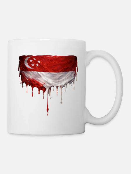 Singapur Flaggen Tropfkunst - Tasse - Weiß