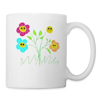 Fröhliche Blüten  Garten Blumen - Tasse - Weiß - Rechts