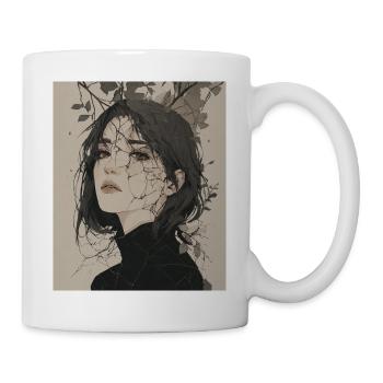 Zerbrochenes Blätterporträt - Tasse - Weiß - Rechts