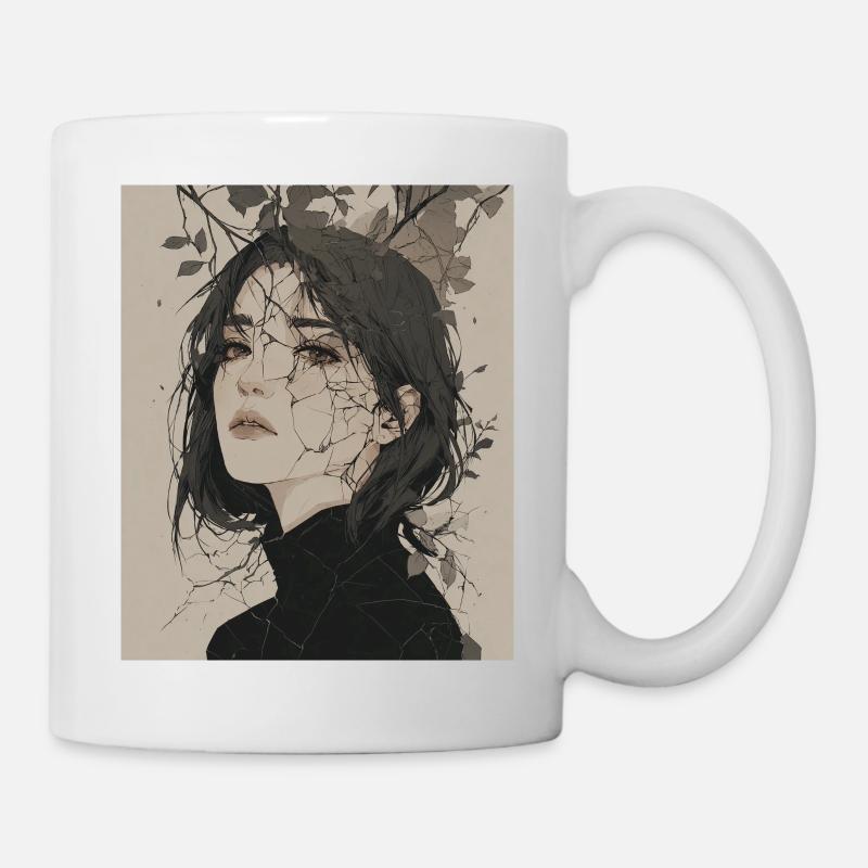 Zerbrochenes Blätterporträt - Tasse - Weiß