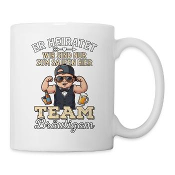 Junggesellenabschied T-Shirt Männer JGA poltern - Tasse - Weiß - Rechts