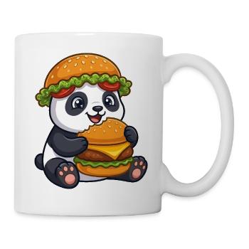 Panda mignon avec un dessin animé Burger - Mug blanc - blanc - Droite