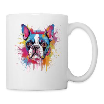 Color Splash Boston Terrier-Porträt - Tasse - Weiß - Rechts