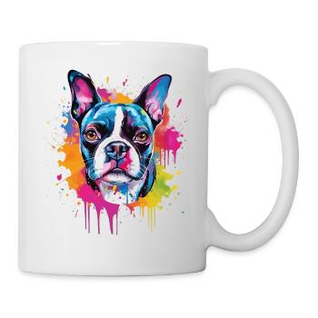 Art coloré de chien Boston Terrier éclaboussuré - Mug blanc - blanc - Droite