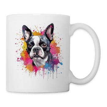 Colorful Splash Art Boston Terrier Dog - Mug - white - Right