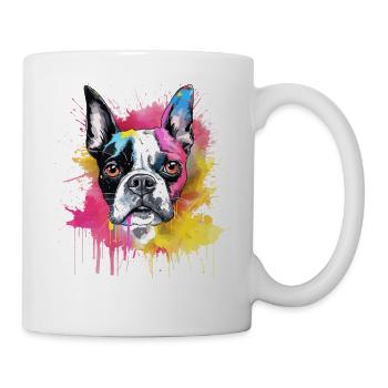 Boston Terrier Bunker Splash Art Hund - Tasse - Weiß - Rechts