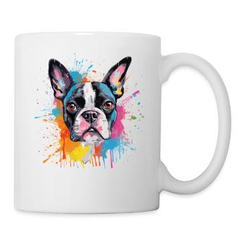 Portrait éclaboussé du Boston Terrier - Mug blanc - blanc - Droite