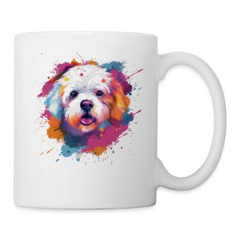 Bichon Fris Bunte Hundesplash-Kunst - Tasse - Weiß - Rechts