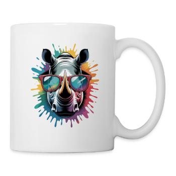 Colorful Rhino Rhino Watercolor Splash - Mug - white - Right