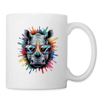 Colorful Rhino Rhino Watercolor Splash - Mug - white - Right