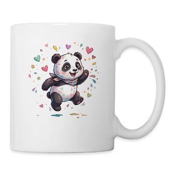 Cuddly panda in a rain of colors - Mug - white - Right