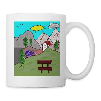 Alpen Schnecken Post Brief Gebirge Alm Postbote - Tasse - Weiß - Rechts
