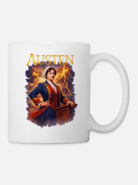 Jane Austen Porträt - Tasse - Weiß