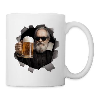 Galileo Galilei with beer and sunglasses - Mug - white - Right