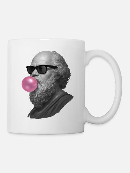 Socrates mit Kaugummi und Sonnenbrille - Tasse - Weiß