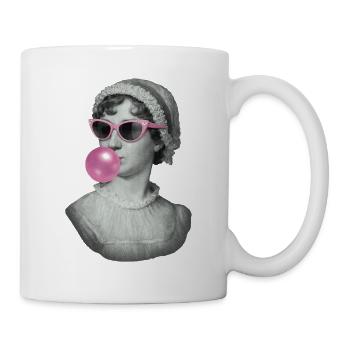 Jane Austen with bubblegum and sunglasses - Mug - white - Right
