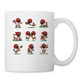 Suesser Mops Football Spieler Touchdown - Tasse - Weiß - Rechts