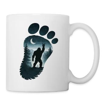 Bigfoot Rock On Sign Sasquatch Yeti Moon - Mug - white - Right
