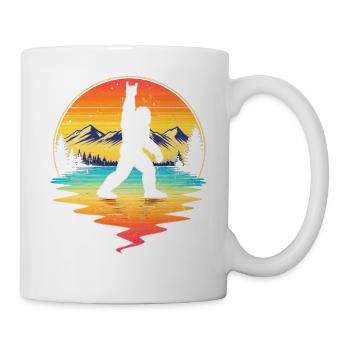 Bigfoot Rock On Shield Sasquatch Yeti Retro - Mug - white - Right