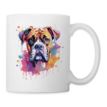 Boxer Bunte Hund Splash Art - Tasse - Weiß - Rechts