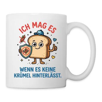 Glutenfrei Brot keine Krümel Humor - Tasse - Weiß - Rechts