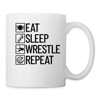 Manger, dormir, se battre, répéter la lutte, - Mug blanc - blanc - Droite