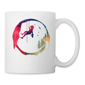 Aquarellfrau Baumklettererin Abenteuer - Tasse - Weiß - Rechts