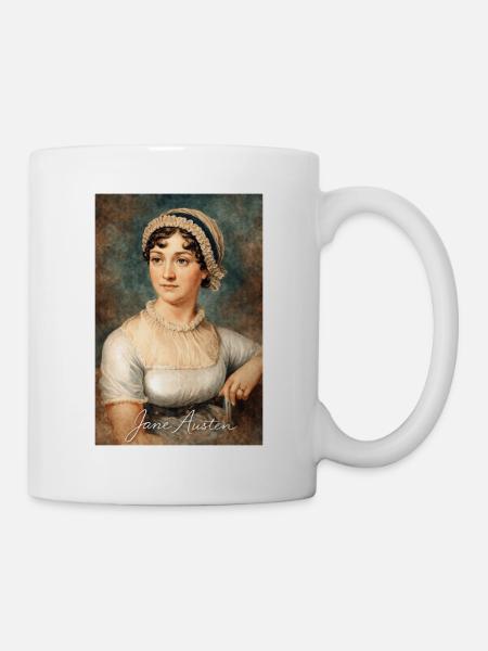 Jane Austen Porträt - Tasse - Weiß