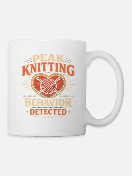 Strickmodus erkannt | Stricken Wollherz - Tasse - Weiß