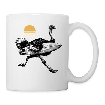 Strauß mit Surfbrett - Tasse - Weiß - Rechts