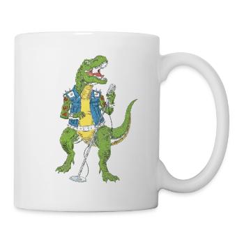 Dino Rock star mit Mikro - Tasse - Weiß - Rechts