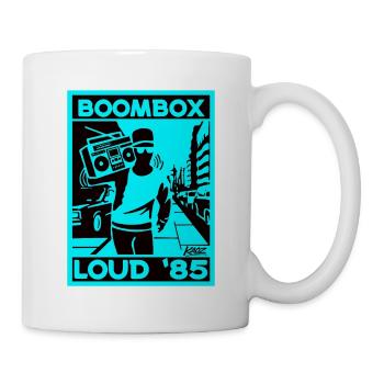 Boombox Laut 85 Neon Retro - Tasse - Weiß - Rechts