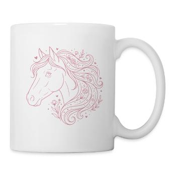 Horse floral boho horse girl pink - Mug - white - Right