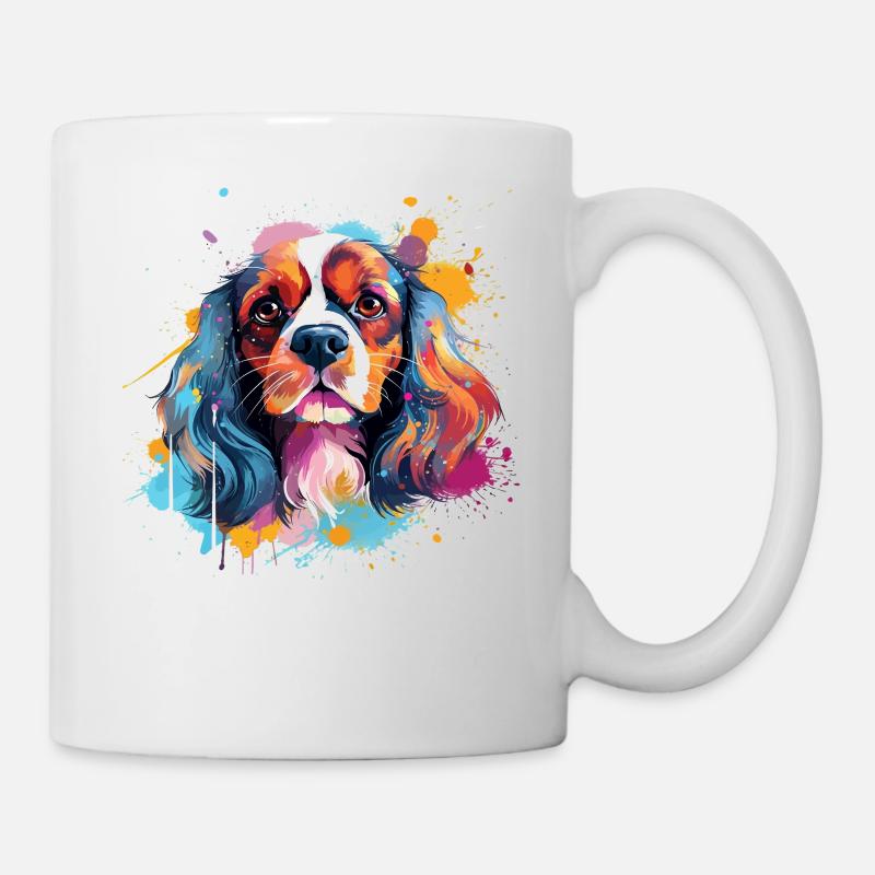 Cavalier King Charles Spaniel Dog Colorful - Mug - white