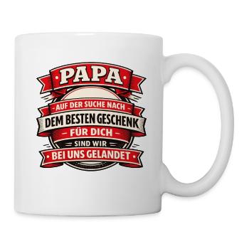 Papa auf der Suche nach dem besten Geschenk - Tasse - Weiß - Rechts