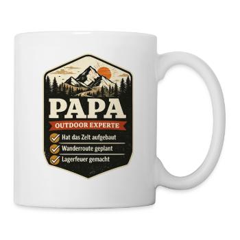 Papa Outdoor Experte Camping Badge Spruch - Tasse - Weiß - Rechts