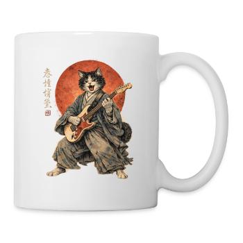 Japanese Cat Guitar Ukiyoe Music Anime - Mug - white - Right