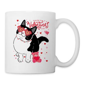 Valentinskatze mit Herzbrille - Tasse - Weiß - Rechts