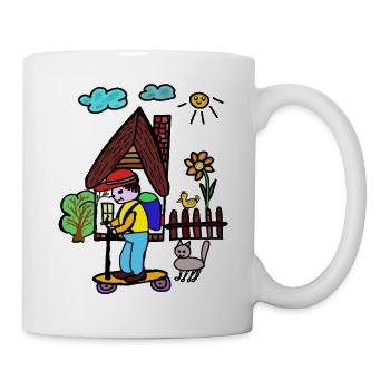 Maison Skateboarder Jardin de Fleurs Enfants - Mug blanc - blanc - Droite